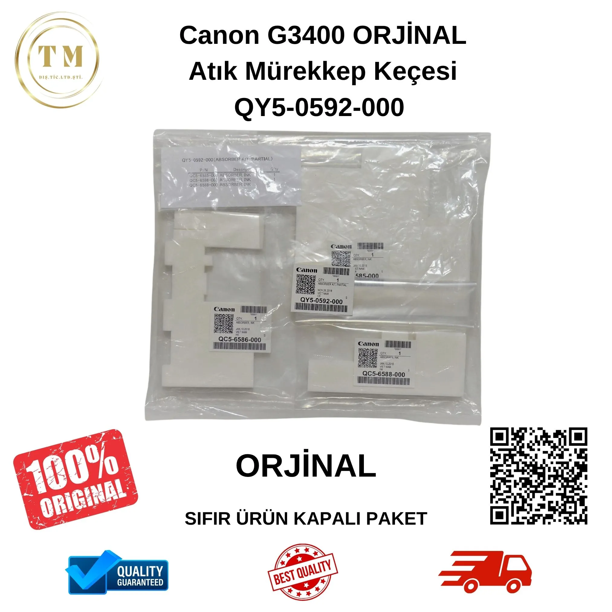 Canon G3400 Orijinal Atık Mürekkep Keçesi (Bakım Pedi)