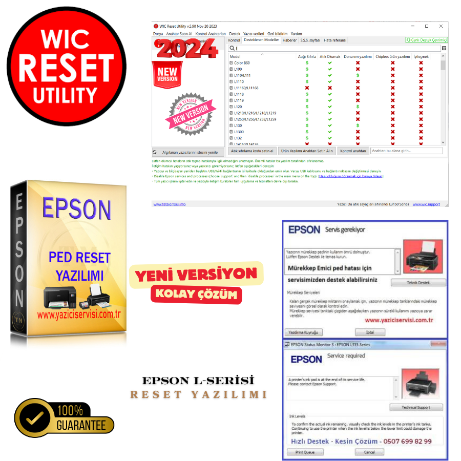 Epson L5198-L5290 mürekkep pedinin kullanım ömrü dolmuştur hatası Çözümü