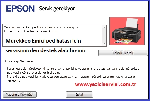 Epson L606 Emici Dolu Hatası Çözümü